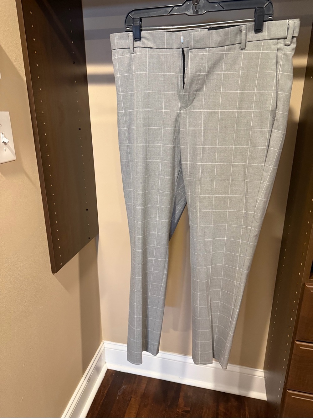 Gray Windowpane Dress Pants